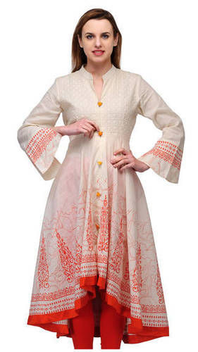 White Pink Cotton Kurtis