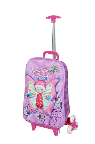 3D Baby Butterfly Purple Trolley Bag