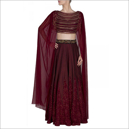 Kali Lehenga With Attached Dupatta Blouse