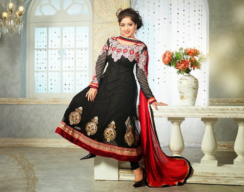 Black Anarkali Churidar Suit