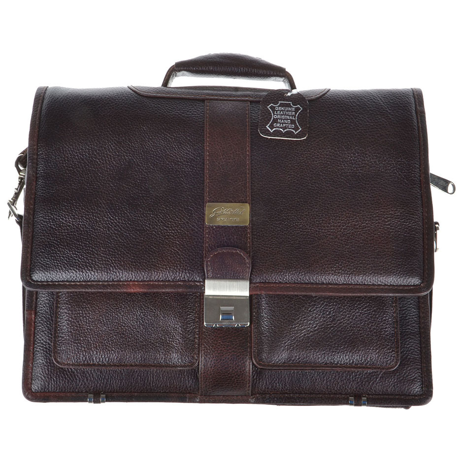 Gold Filled Expandable Laptop Messenger Bag - 15 Inch Leather, Brown with Multiple Compartments for Office Essentials