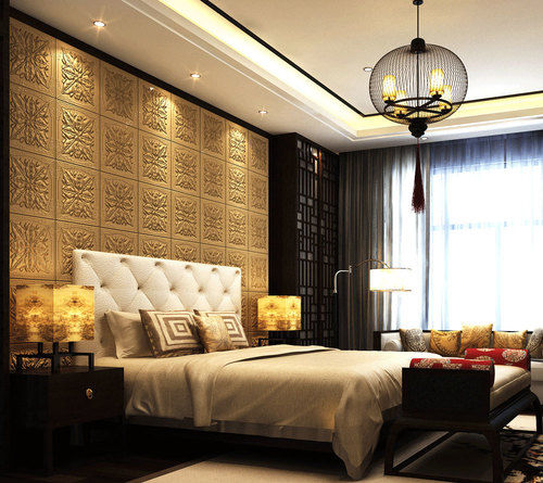 Soundproofing Carved Faux Leather Tile, Soft 3D Wall Panels Application: Residential Building