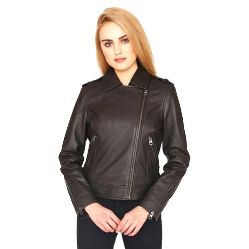 Brown Pure Leather Ladies Jacket