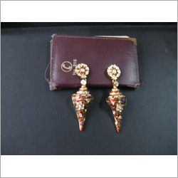 Gold Jadau Hanging Earings