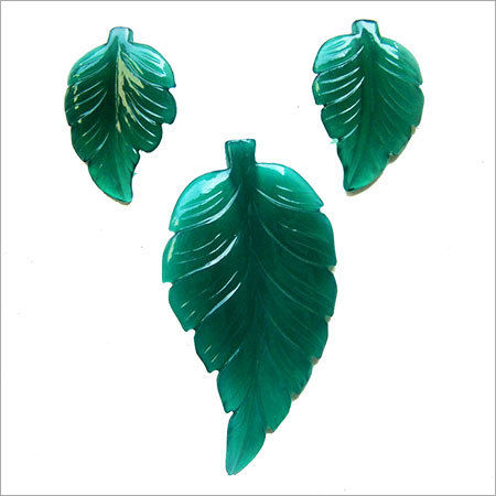 Green Onyx Hand Carved Leaf