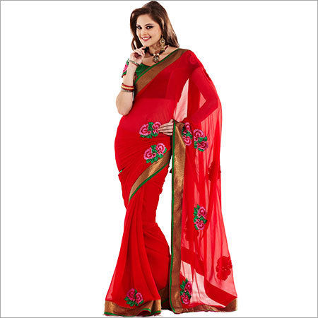 Ladies Designer Red Sarees