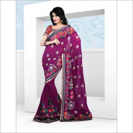 Magenta Purple Party Wear Saree