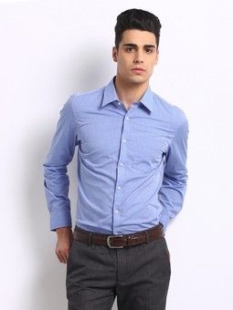 Formal Uniforms - Cotton Checked Blue , Slim Fit Full Sleeve Collared Design, Timeless Elegance with Comfort