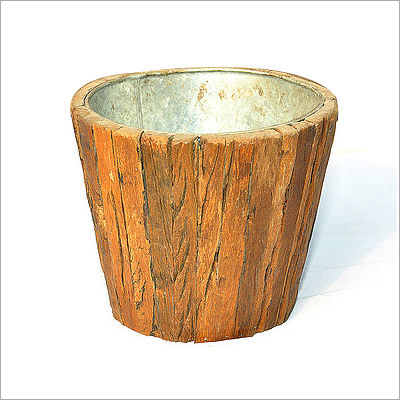 Round Wooden Planter