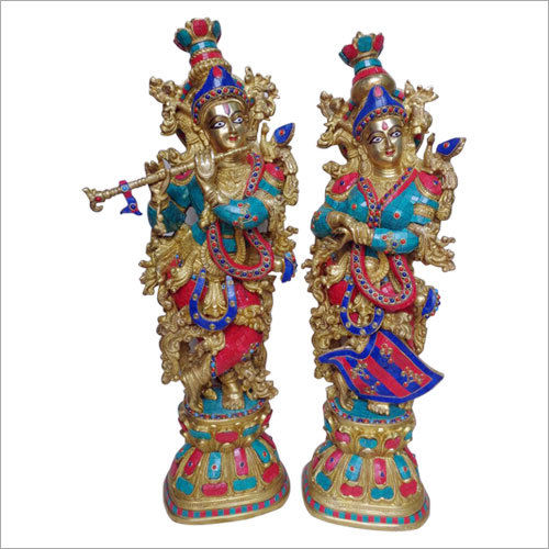 Golden Lord Radha Krishna Brass Statue at Best Price in Aligarh | Anant ...