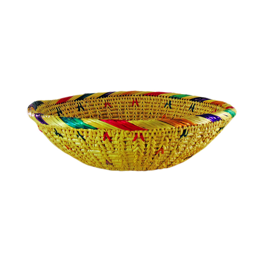 7 Inch Golden Grass Round Basket (Big Base)