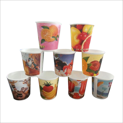 Designer Print Cold Drink Paper Cup - Paper, 200 ml, Multicolored | Sturdy, Waterproof, Biodegradable, Elegant Prints