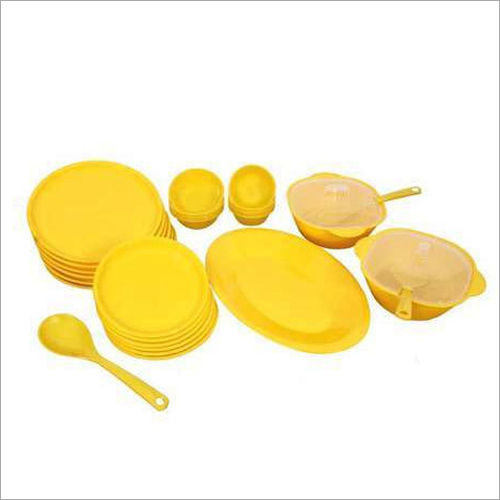 Microwave Dinner Set - Plastic, Standard Size, Yellow | 32 Pieces, Lightweight Design, Ideal for Home Dining and Gifting