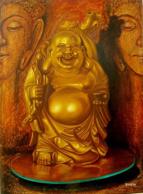 Laughing Buddha Sculptures - Quality Fiberglass Material | Various Sizes for Enhanced Aesthetic Appeal