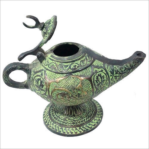 Brass Aladdin Genie Oil Lamp & Jug Vintage Artisan Chirag Home