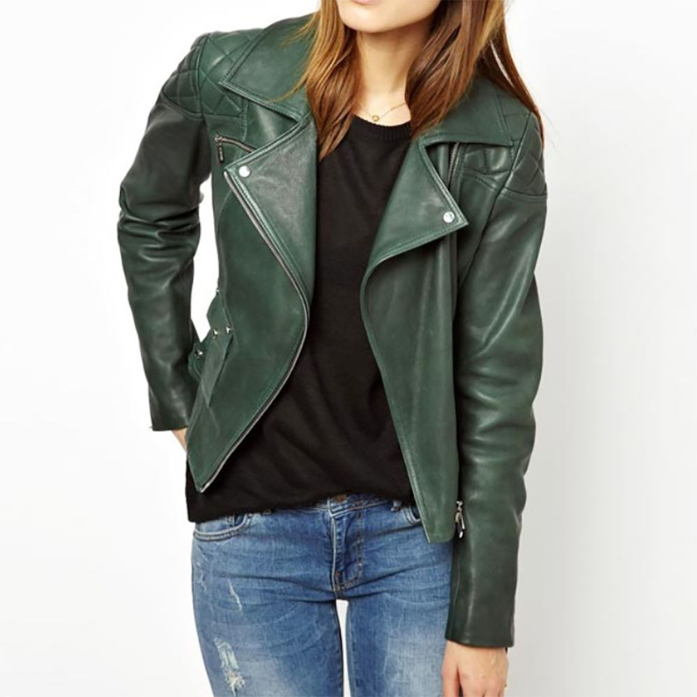 Ladies Leather Biker Jacket