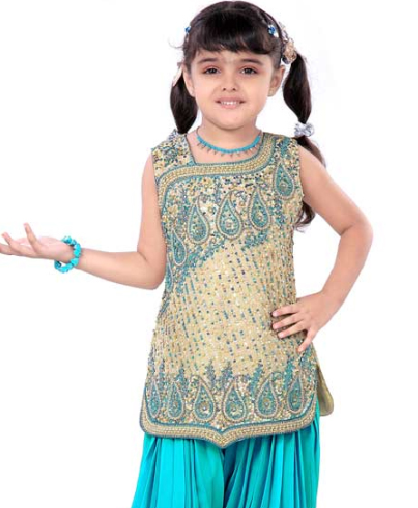 Pink Embroidered Net Kids Salwar Suits - NIKHAAR - 3219253