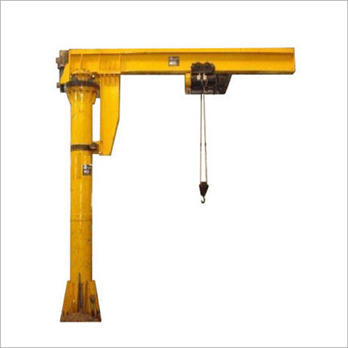 Yellow Painted Industrial Pillar Mounted Jib Crane