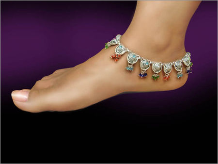 Silver Studded Anklets