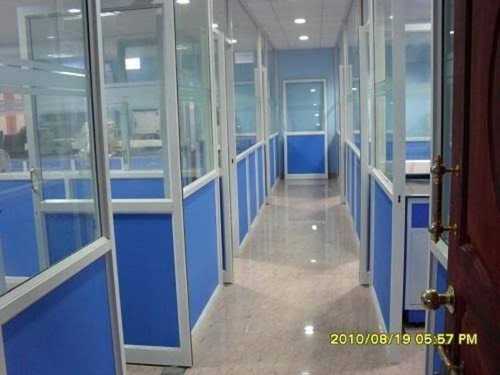 White Aluminum With Glass Office Partition