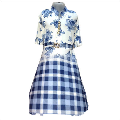 Girl Printed Blue Frock