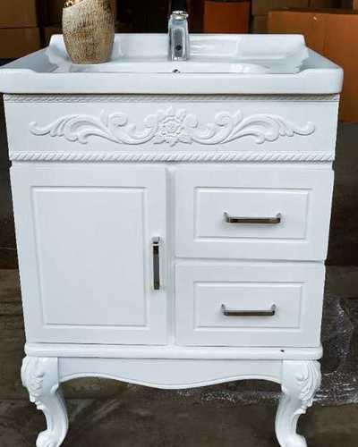 Rectangular White Pvc Bathroom Vanity