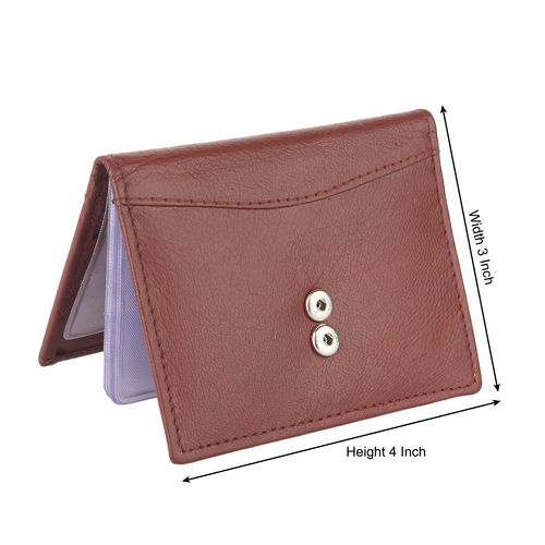 Brown Bi Fold Genuine Leather Credit Card Holder