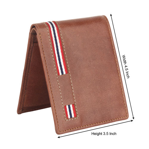 Dual Fold Brown Leather Wallet Size: Width : 4.5 Inch Height : 3.5 Inch