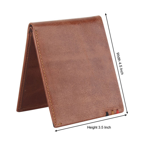 Foldable Brown Leather Wallet Size: Width : 4.5 Inch Height : 3.5 Inch