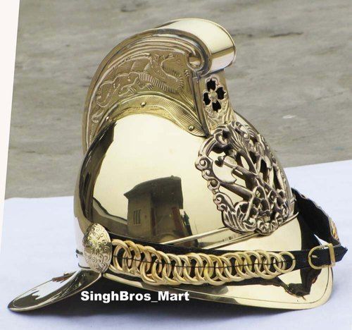 Brass Fireman Fire Fighter Brigade British Chief Helmet