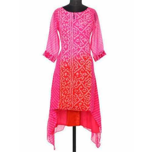 Ladies Printed Long Length Kurti Bust Size: 32-42 Inch (In)