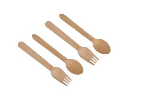 Brown Disposable Wooden Spoon And Fork