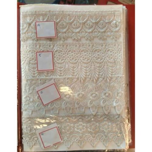 Gpo Lace For Garments - Cotton Material Width 3 - 5 Inch White Color | Eco-Friendly Elastic Long-Life Multi Color Combination