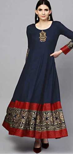 Ladies Long Length Embroidered Kurtis Bust Size: 32-42 Inch (In)