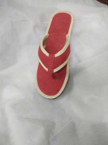 Red Jute Slippers With Eva Sole