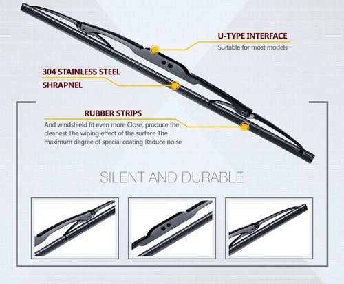 Steel Metal Black Wiper Blade