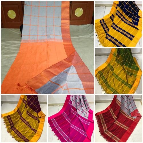 Soft Handloom Box Check Saree