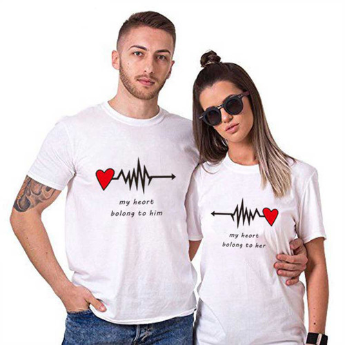 Summer Couple Wear Short Sleeve Lovers T-Shirt Anniversary Gift Age Group: Adult