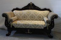 Antique Designer Two Seater Sofa - Solid Wood & Fiberglass, Eco-Friendly, Durable, Intricate Engraved Patterns, Royal Modern Appearance