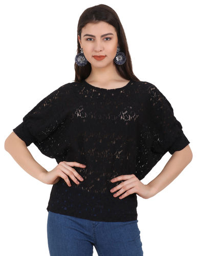 Black Western Lace Ladies Top