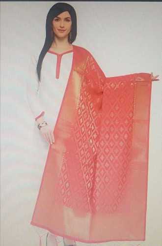 Red Banarasi Poly Silk Fabric Dupatta