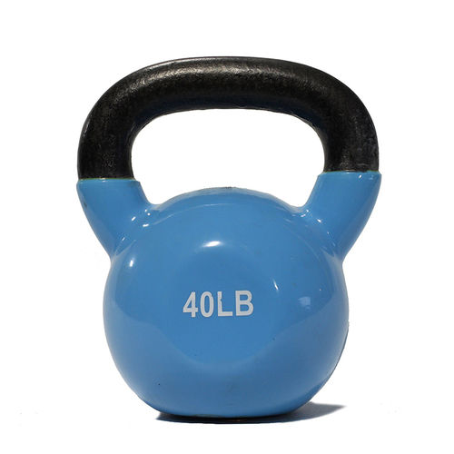 Custom Logo Color Weight 40 Lb Vinyl Coated Kettlebell (Blue) Application: Gain Strength