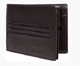 Mens Pure Leather Wallet - Customized Size | Machine Made, Bifold Design, Shiny Look, Spacious And Comfortable, Plain Pattern