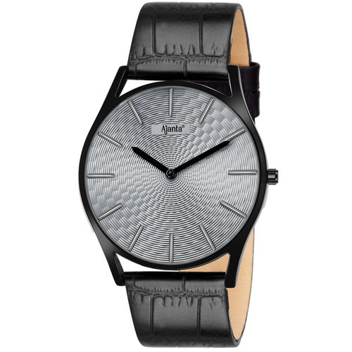 Slim Black Leather Belt Watch (Ajanta) Gender: Unisex