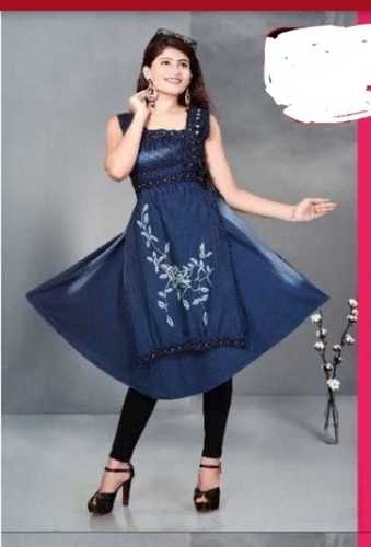 Ladies Denim Palla Ghera Kurti