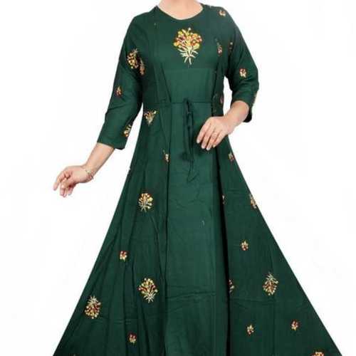 Green Trendy Rayon Women'S Kurtis