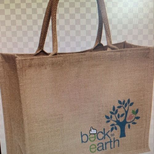 Brown Jute Printed Carry Bag