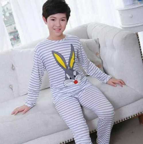 Available In Different Of Colors Striped Kids Cotton Nightsuit