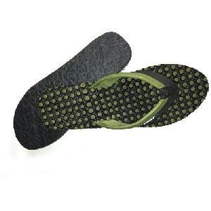 Eva Black And Dotted Green Color Rubber Flexible Ladies Slippers