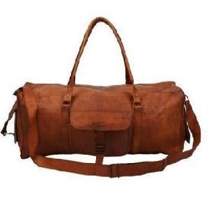 Black, Brown And Tan Leather Duffle Bags With Zipper Closure